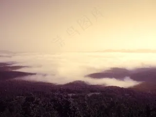 景观，云团，看法，高，以上，阳光，日落