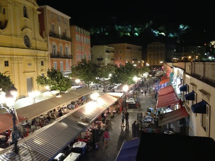 尼斯，法国，CôteD 'Azur，库尔斯Sela，夜晚，市场