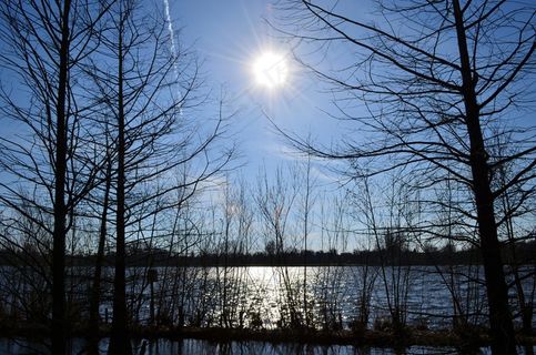 正午的太阳，Gegenlichtaufnahme，田园诗，湖