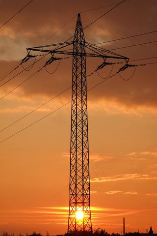 日落，电流，爆炸，高压，钢，塔