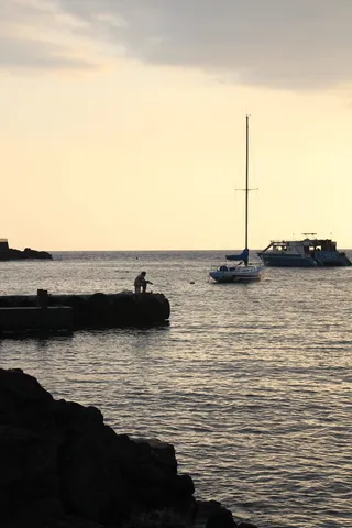 渔夫，钓鱼，船，海洋，大海，渔船