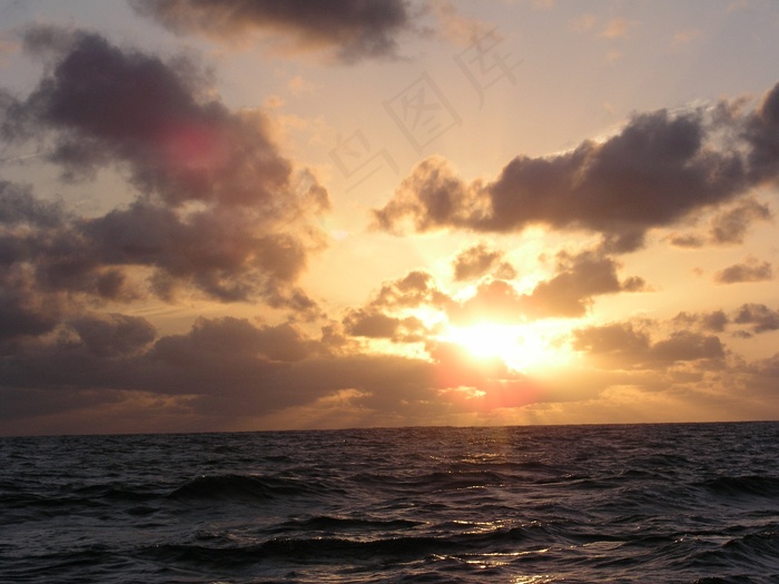 海洋天空，海洋，天空，大西洋，海，日落，太阳