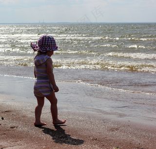 婴儿，海，海滩，水，海景，太阳，夏天