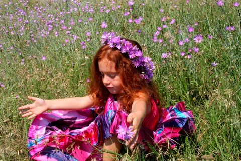 女孩，花圈，红头发，连衣裙，电影，鲜花