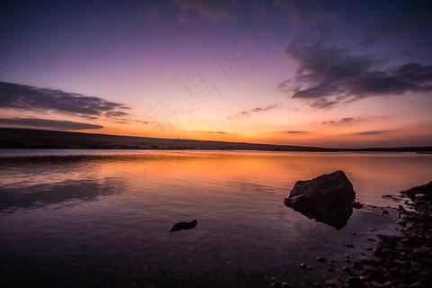 天空，日落，水