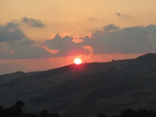 日落，天空，橙色，太阳