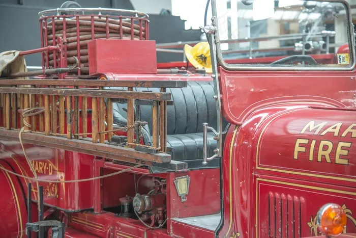 消防，消防车，古董，复古，红色，自动，Oldtimer