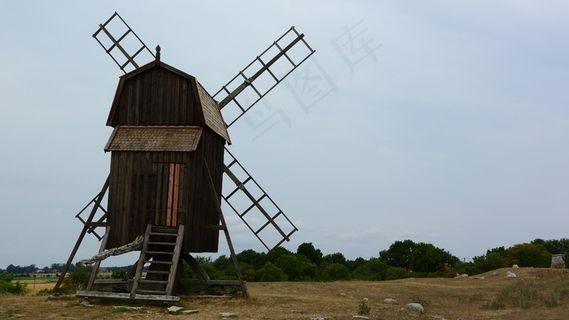 磨房，景观，厄兰岛，瑞典，在磨房，风车
