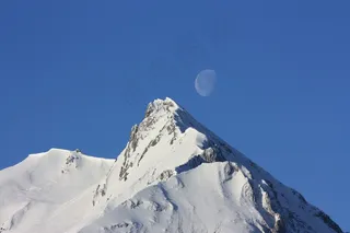 山，月亮，风景，户外，雪