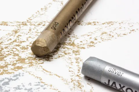 蜡笔，油画棒，油漆，绘画，金，银，蓝