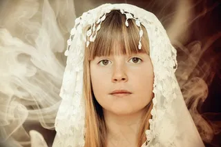 女孩，脸，金发，头饰，烟，复古，外观