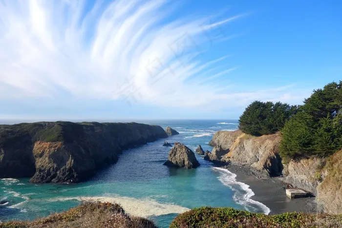海景，岬角，门多西诺，州立公园，加利福尼亚