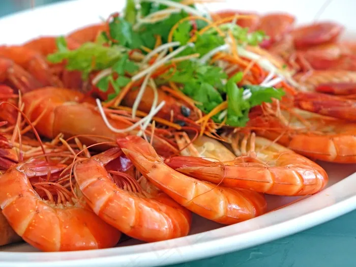 大虾，蒸，海鲜，餐厅，新鲜，中餐