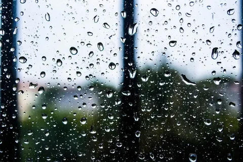 雨，窗口，雨滴，玻璃，自然