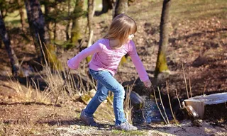 人的，儿童，女孩，金发，长长的头发，出，自然
