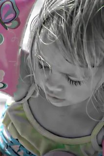 女孩，儿童，播放，海滩，俯视，肖像