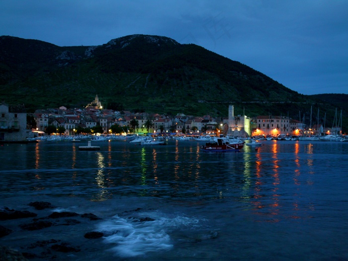 Abendstimmung，湖，海，港口，克罗地亚，帆