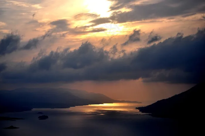 日落，雨天，天空，云，现场，Cloudscape