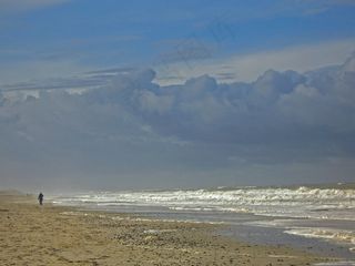 北海，丹麦，海岸，喷雾，海滩，水，云