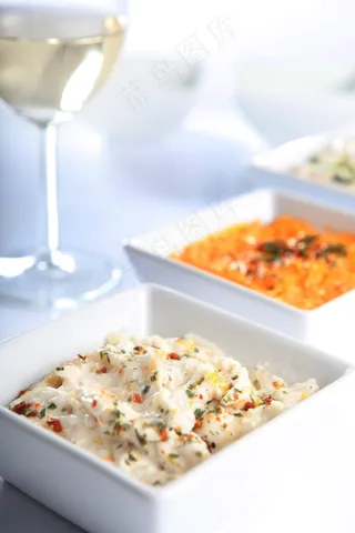 鱼，水果，鳟鱼，沙拉，意式薄饼