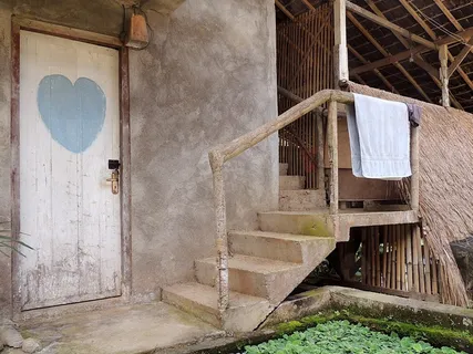 门，楼梯，度假村，心，爱，新婚夫妇