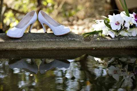 鞋子，婚礼，婚姻，白人，白色