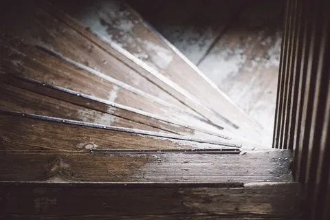 楼梯，老，木，棕色，楼梯，令人毛骨悚然，楼梯