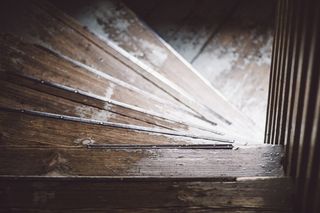 楼梯，老，木，棕色，楼梯，令人毛骨悚然，楼梯