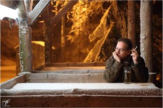 思维，男子，冷，晚上，冬天，咖啡，香烟