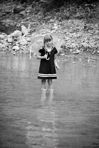 人，人类，儿童，女孩，水，胶靴，屏幕