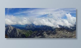 楚格峰，山全景，云，云带，天空