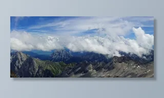 楚格峰，山全景，云，云带，天空