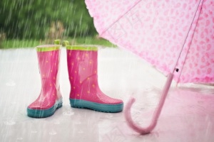 雨，靴子，雨伞，湿，雨落，户外