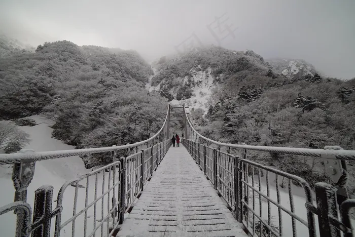 山，桥，汉拿，雪，景观，冬季