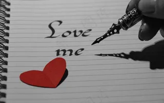 笔记本，红色，黑色白色，爱，我，请注意，书法