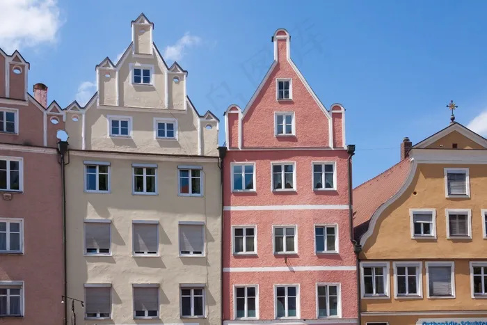 外墙，文艺复兴时期，兰茨胡特，巴伐利亚，德国，太阳