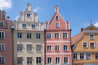 外墙，文艺复兴时期，兰茨胡特，巴伐利亚，德国，太阳