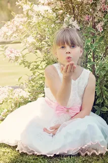 人，人类，儿童，女孩，金发，裙子，脸，出