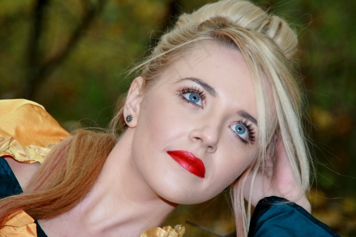 女孩，肖像，蓝眼睛，金发，美