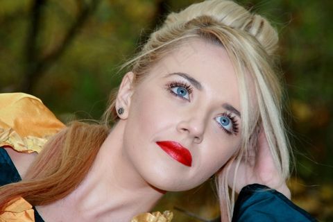 女孩，肖像，蓝眼睛，金发，美