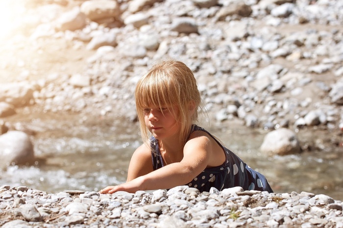 人，人，儿童，女孩，金发，出，自然，巴赫