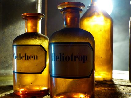 玻璃，瓶，旧，药瓶，透明