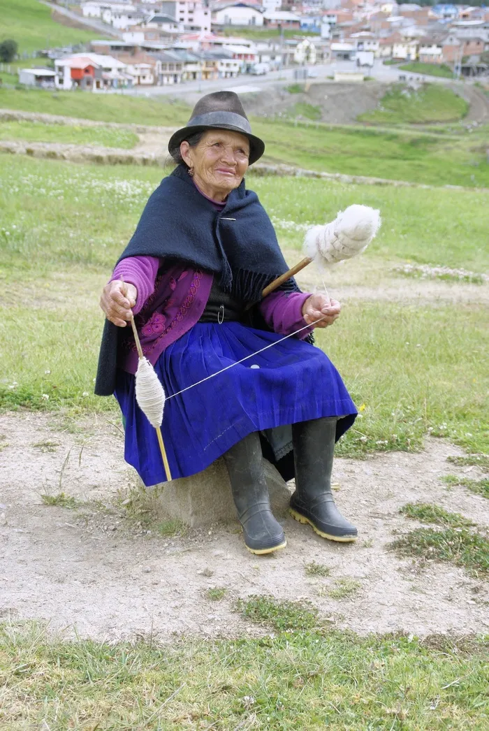 老，女人，微调器，安第斯山脉，厄瓜多尔