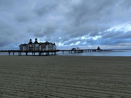 塞林，海滩，波罗的海，海桥，吕根岛