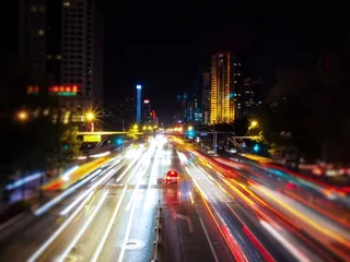 夜景，汽车，灯光