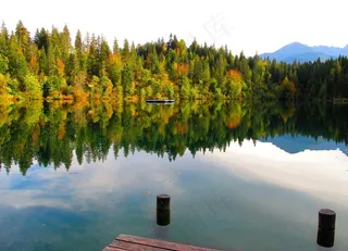 克雷斯塔湖，Abendstimmung，湖，Web，秋季，树木