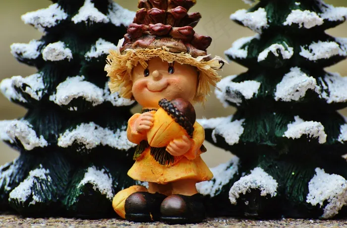 冬季，小鬼，可爱，甜，图，寒冬，装饰，圣诞节