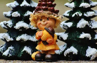 冬季，小鬼，可爱，甜，图，寒冬，装饰，圣诞节