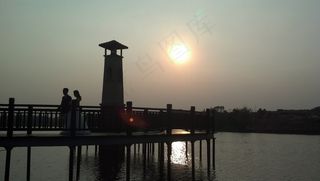 日落，风景，爱情，灯塔，剪影，上