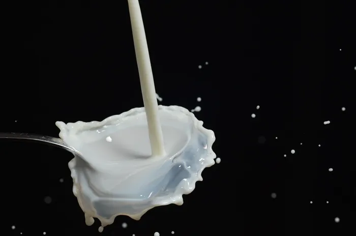 滴水，牛奶，倒，液体，食品